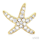 1/5 Ctw Petite Starfish Round Cut Diamond Fashion Stud Earring in 10K Yellow Gold